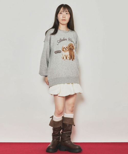 archives(アルシーヴ)の「ツインドッグジャガードニットPO(Tシャツ/カットソー・レディース・グレー/ワイン/チャコールグレー・MEDIUM)」の7枚目の写真