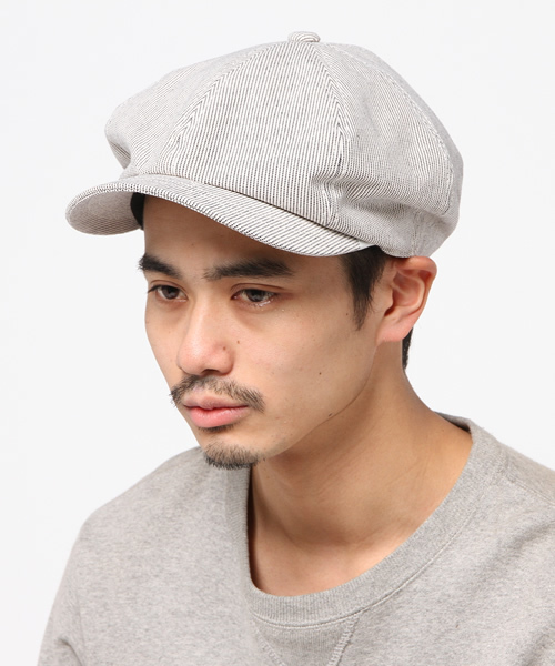 Lui's（ルイス）の「C-PLUS HEAD WEARS(シープラス･ヘッドウェアーズ) ストライプキャスケット（キャスケット・メンズ・ネイビー/ベージュ・FREE）」の3枚目の写真