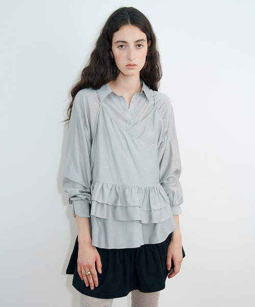 SINOON(シヌーン)の「シアールーズシャツ (ライトグレー)(シャツ/ブラウス・レディース・ライトグレー・SMALL/MEDIUM)」の6枚目の写真