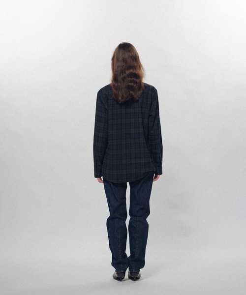 KEISUKEYOSHIDA（ケイスケヨシダ）の「Ruffle-Trimmed Plaid Flannel Shirt（シャツ/ブラウス・レディース・ネイビー/カーキ・M/S）」の10枚目の写真