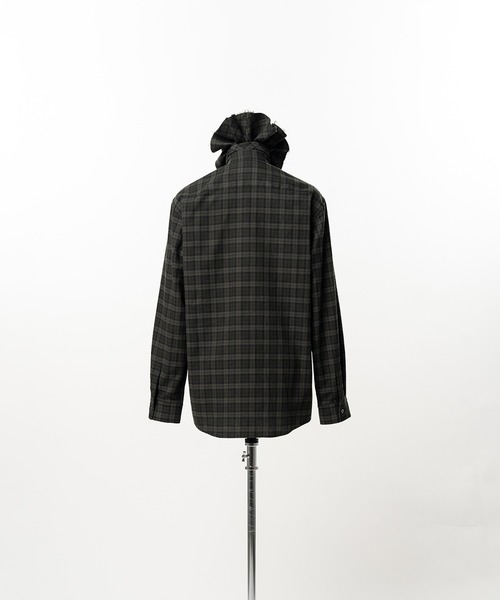 KEISUKEYOSHIDA（ケイスケヨシダ）の「Ruffle-Trimmed Plaid Flannel Shirt（シャツ/ブラウス・レディース・ネイビー/カーキ・M/S）」の14枚目の写真