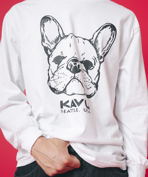 KAVU(カブー)の「KAVU/カブー 22 Dog LS Tee/22 ドッグ ロングスリーブ Tシャツ(Tシャツ/カットソー・メンズ・グレー/ホワイト/ミント・X-LARGE/MEDIUM/LARGE)」の1枚目の写真