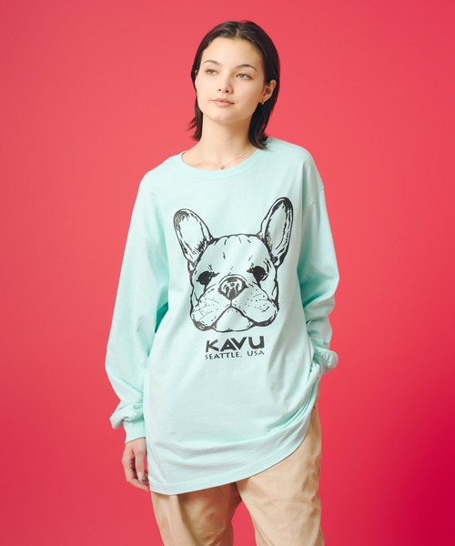 KAVU(カブー)の「KAVU/カブー 22 Dog LS Tee/22 ドッグ ロングスリーブ Tシャツ(Tシャツ/カットソー・メンズ・グレー/ホワイト/ミント・X-LARGE/MEDIUM/LARGE)」の3枚目の写真