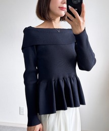 【ZOZO限定】オフショル風ペプラムニット(長袖)