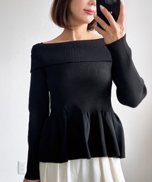 【ZOZO限定】オフショル風ペプラムニット（長袖）