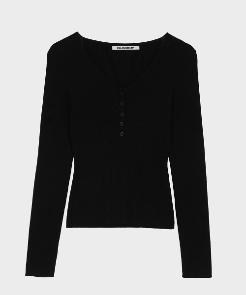 BLACKUP（ブラックアップ）の「[MADE] ソプレンディープVヘンリーネックニット（ニット/セーター・レディース・ブラック/グレー/ライトグリーン・FREE）」の6枚目の写真