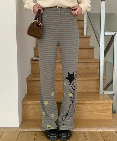 AsRiRe(アスリレイ)の「26aw スタープリントボーダーストレッチフレアパンツ(その他パンツ・レディース・パープル/グリーン・M)」の12枚目の写真