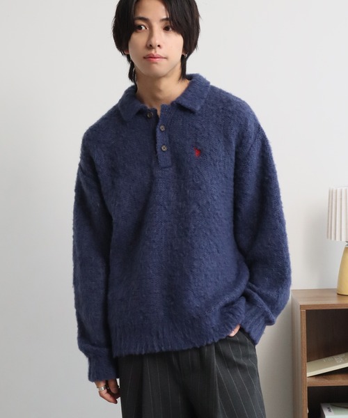 U.S. POLO ASSN.(ユーエスポロアッスン)の「【U.S. POLO ASSN./ユーエスポロアッスン】別注 ミニマルシャギー ニットポロシャツ(ニット/セーター・メンズ・ネイビー/ブラック/ベージュ/ブルー/アイボリー/グレー・LL/M/S/L)」の5枚目の写真