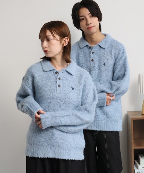 U.S. POLO ASSN.(ユーエスポロアッスン)の「【U.S. POLO ASSN./ユーエスポロアッスン】別注 ミニマルシャギー ニットポロシャツ(ニット/セーター・メンズ・ネイビー/ブラック/ベージュ/ブルー/アイボリー/グレー・LL/M/S/L)」の6枚目の写真