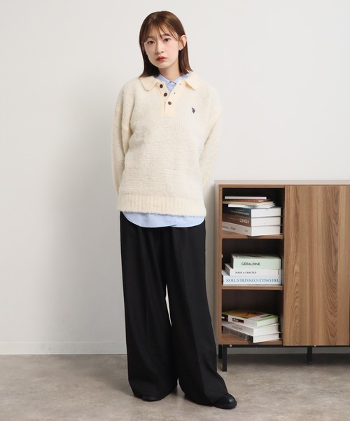 U.S. POLO ASSN.(ユーエスポロアッスン)の「【U.S. POLO ASSN./ユーエスポロアッスン】別注 ミニマルシャギー ニットポロシャツ(ニット/セーター・メンズ・ネイビー/ブラック/ベージュ/ブルー/アイボリー/グレー・LL/M/S/L)」の10枚目の写真