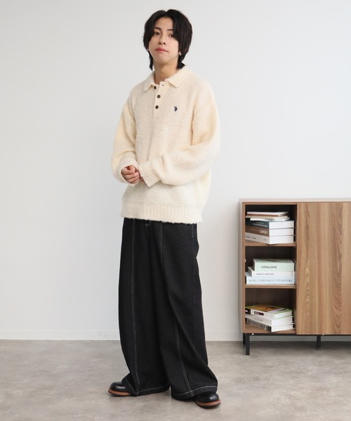 U.S. POLO ASSN.(ユーエスポロアッスン)の「【U.S. POLO ASSN./ユーエスポロアッスン】別注 ミニマルシャギー ニットポロシャツ(ニット/セーター・メンズ・ネイビー/ブラック/ベージュ/ブルー/アイボリー/グレー・LL/M/S/L)」の14枚目の写真