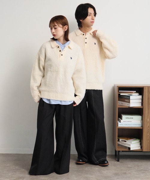 U.S. POLO ASSN.(ユーエスポロアッスン)の「【U.S. POLO ASSN./ユーエスポロアッスン】別注 ミニマルシャギー ニットポロシャツ(ニット/セーター・メンズ・ネイビー/ブラック/ベージュ/ブルー/アイボリー/グレー・LL/M/S/L)」の16枚目の写真