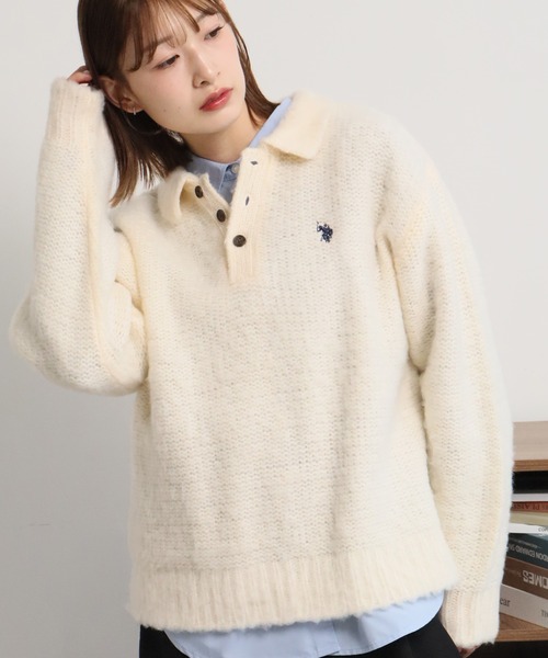 U.S. POLO ASSN.(ユーエスポロアッスン)の「【U.S. POLO ASSN./ユーエスポロアッスン】別注 ミニマルシャギー ニットポロシャツ(ニット/セーター・メンズ・ネイビー/ブラック/ベージュ/ブルー/アイボリー/グレー・LL/M/S/L)」の7枚目の写真