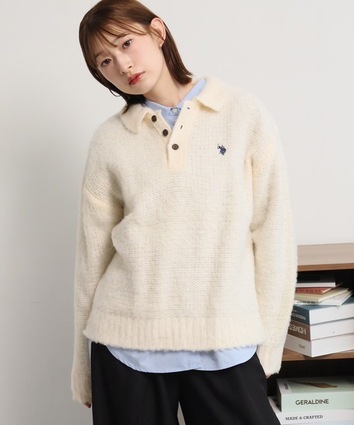 U.S. POLO ASSN.(ユーエスポロアッスン)の「【U.S. POLO ASSN./ユーエスポロアッスン】別注 ミニマルシャギー ニットポロシャツ(ニット/セーター・メンズ・ネイビー/ブラック/ベージュ/ブルー/アイボリー/グレー・LL/M/S/L)」の8枚目の写真