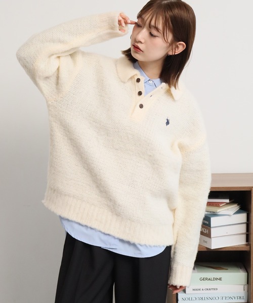 U.S. POLO ASSN.(ユーエスポロアッスン)の「【U.S. POLO ASSN./ユーエスポロアッスン】別注 ミニマルシャギー ニットポロシャツ(ニット/セーター・メンズ・ネイビー/ブラック/ベージュ/ブルー/アイボリー/グレー・LL/M/S/L)」の9枚目の写真