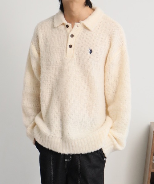 U.S. POLO ASSN.(ユーエスポロアッスン)の「【U.S. POLO ASSN./ユーエスポロアッスン】別注 ミニマルシャギー ニットポロシャツ(ニット/セーター・メンズ・ネイビー/ブラック/ベージュ/ブルー/アイボリー/グレー・LL/M/S/L)」の12枚目の写真