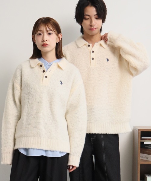 U.S. POLO ASSN.(ユーエスポロアッスン)の「【U.S. POLO ASSN./ユーエスポロアッスン】別注 ミニマルシャギー ニットポロシャツ(ニット/セーター・メンズ・ネイビー/ブラック/ベージュ/ブルー/アイボリー/グレー・LL/M/S/L)」の15枚目の写真