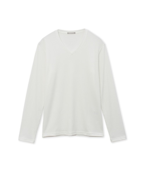 HIGH STREET(ハイストリート)の「HIGH STREET∴シャドーリブジャージ長袖Vネック(Tシャツ/カットソー・メンズ・ホワイト/ブラック/チャコール・LL/M/L)」の2枚目の写真