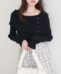 オフショルデザインニット