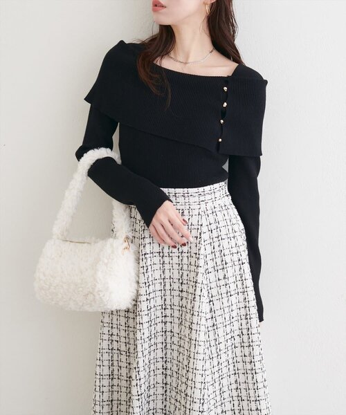 natural couture（ナチュラルクチュール）の「オフショルデザインニット（ニット/セーター・レディース・ブラック/ブラウン/アイボリー/グレイッシュベージュ・FREE）」の17枚目の写真