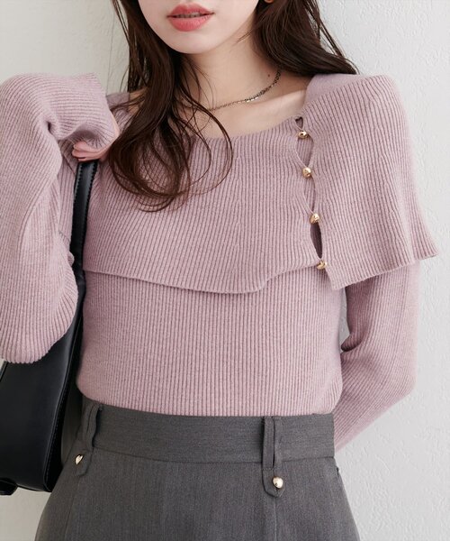 natural couture（ナチュラルクチュール）の「オフショルデザインニット（ニット/セーター・レディース・ブラック/ブラウン/アイボリー/グレイッシュベージュ・FREE）」の10枚目の写真