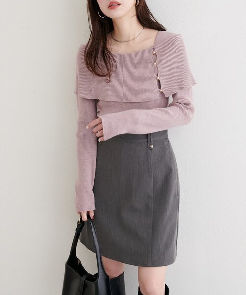 natural couture（ナチュラルクチュール）の「オフショルデザインニット（ニット/セーター・レディース・ブラック/ブラウン/アイボリー/グレイッシュベージュ・FREE）」の8枚目の写真