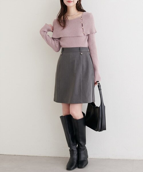 natural couture（ナチュラルクチュール）の「オフショルデザインニット（ニット/セーター・レディース・ブラック/ブラウン/アイボリー/グレイッシュベージュ・FREE）」の7枚目の写真