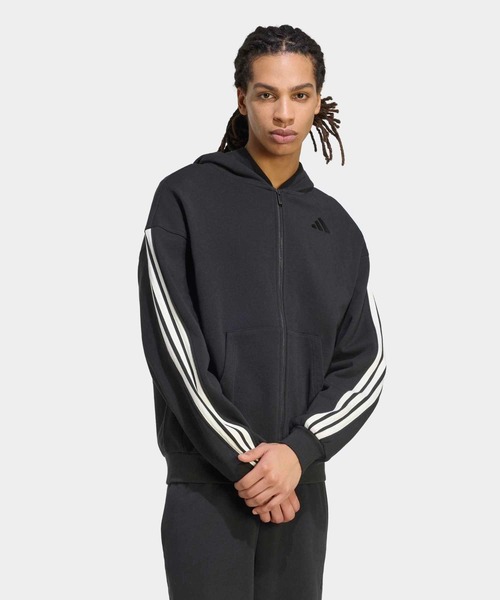 adidas(アディダス)の「アディダス KIT スリーストライプス フルジップパーカー / アディダス adidas(パーカー・メンズ・ブラック・XX-LARGE/3XL/LARGE/MEDIUM/SMALL/X-LARGE/X-SMALL)」の1枚目の写真