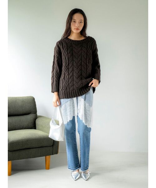 Ungrid(アングリッド)の「カットオフスリムストレートデニム(デニムパンツ・レディース・インディゴブルー/ブルー・25inch/24inch/26inch)」の6枚目の写真