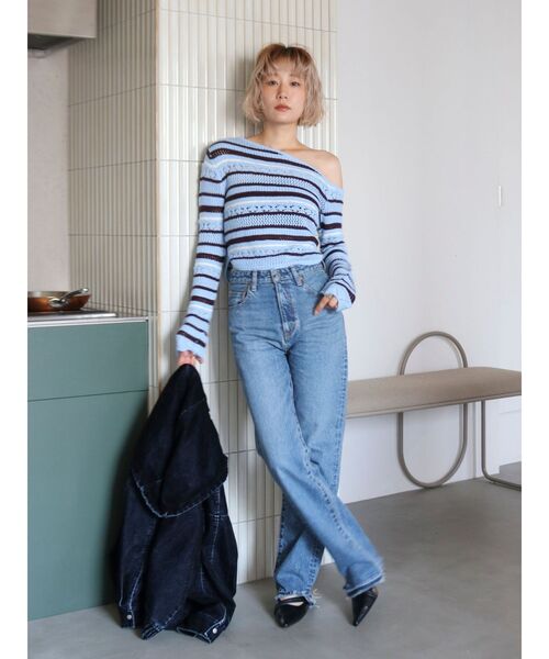 Ungrid(アングリッド)の「カットオフスリムストレートデニム(デニムパンツ・レディース・インディゴブルー/ブルー・25inch/24inch/26inch)」の10枚目の写真