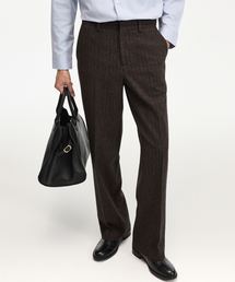 Wide Fit Wool Herringbone Pants (Brown) TNPA6F104W2