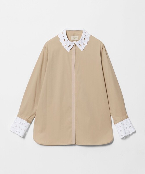 UNITED ARROWS(ユナイテッドアローズ)の「4WAY エンブロイダリー バンドカラー シャツ(シャツ/ブラウス・レディース・ホワイト/ベージュ/ライトブルー/ネイビー・FREE)」の1枚目の写真