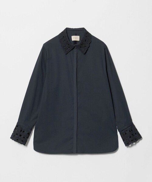 UNITED ARROWS(ユナイテッドアローズ)の「4WAY エンブロイダリー バンドカラー シャツ(シャツ/ブラウス・レディース・ホワイト/ベージュ/ライトブルー/ネイビー・FREE)」の4枚目の写真