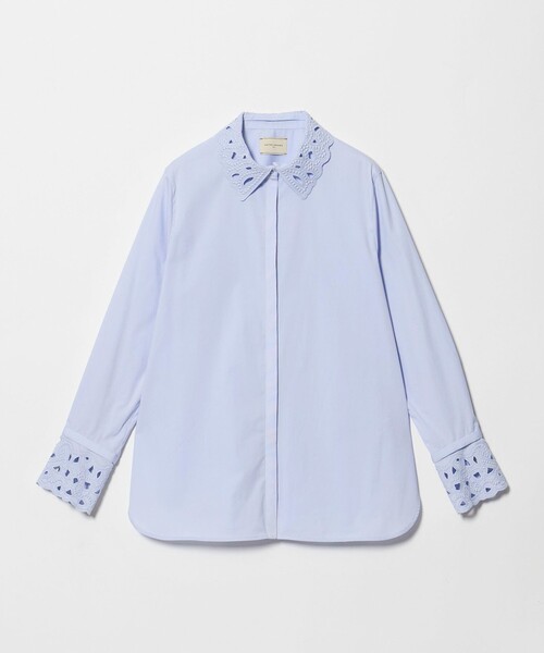UNITED ARROWS(ユナイテッドアローズ)の「4WAY エンブロイダリー バンドカラー シャツ(シャツ/ブラウス・レディース・ホワイト/ベージュ/ライトブルー/ネイビー・FREE)」の3枚目の写真