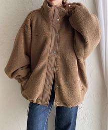 スタンドカラー オーバーサイズ ミドル丈 ボアブルゾン コート