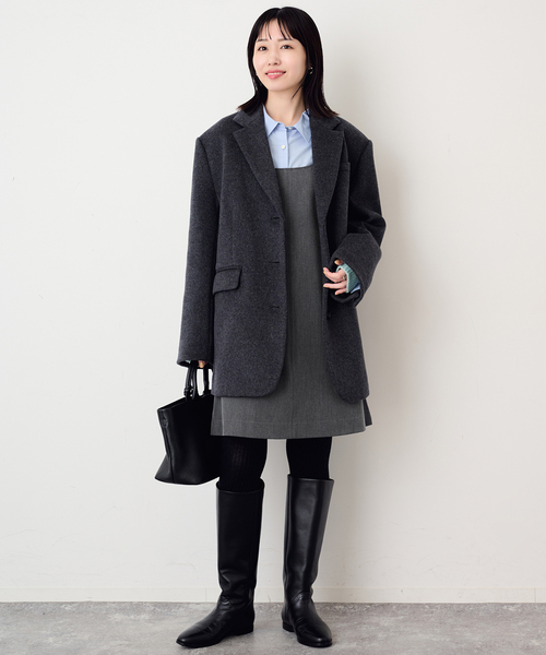 SLOBE IENA(スローブイエナ)の「TRミニジャンパースカート(ワンピース・レディース・グレー/ブラック・FREE)」の2枚目の写真