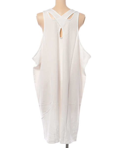 X-girl（エックスガール）の「GAUZE SWEAT TANK DRESS /タンクワンピ/ドレス/ラフ/幅広/バッククロス/シンプル/無地/刺繍（タンクトップ・レディース・ブルー/アッシュ/ホワイト・ONE SIZE）」の4枚目の写真