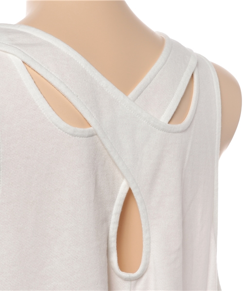 X-girl（エックスガール）の「GAUZE SWEAT TANK DRESS /タンクワンピ/ドレス/ラフ/幅広/バッククロス/シンプル/無地/刺繍（タンクトップ・レディース・ブルー/アッシュ/ホワイト・ONE SIZE）」の9枚目の写真