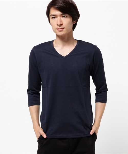 ARCADE（アーケード）の「日本製 七分袖カットソー（Tシャツ/カットソー・メンズ・ネイビー/ブラック/ホワイト/ライトグレー・LL/L/M/S）」の2枚目の写真