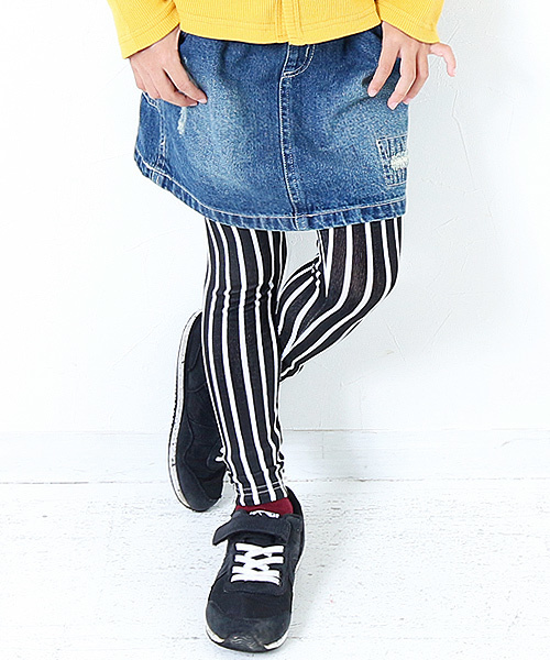 devirock（デビロック）の「【旧モデル】全19色 天使のレギンス 10分丈（レギンス/スパッツ・キッズ・ホワイト系その他/杢グレー/ブラック系その他/ヘザーチャコール/マスタード/ダークネイビー/ブラック/ブラック系その他2/スモークピンク/ホワイト/カーキ/チャコール/ブルー系その他/パープル系その他・120cm/160cm/150cm/110cm/140cm/80ｃｍ/130cm/100cm/90cm）」の2枚目の写真