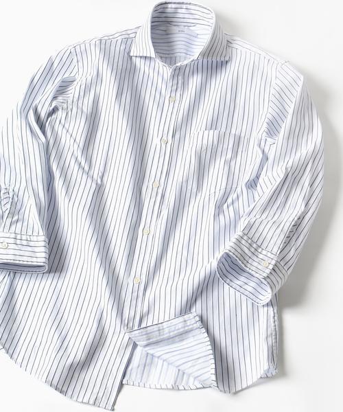 SHIPS（シップス）の「SC: 17SS カラミ セミワイドカラー 7スリーブシャツ（シャツ/ブラウス・メンズ・ブルー/サックスブルー/ベージュ/ネイビー・MEDIUM/SMALL/X-LARGE/LARGE）」の4枚目の写真