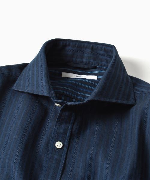 SHIPS（シップス）の「SC: 17SS カラミ セミワイドカラー 7スリーブシャツ（シャツ/ブラウス・メンズ・ブルー/サックスブルー/ベージュ/ネイビー・MEDIUM/SMALL/X-LARGE/LARGE）」の6枚目の写真
