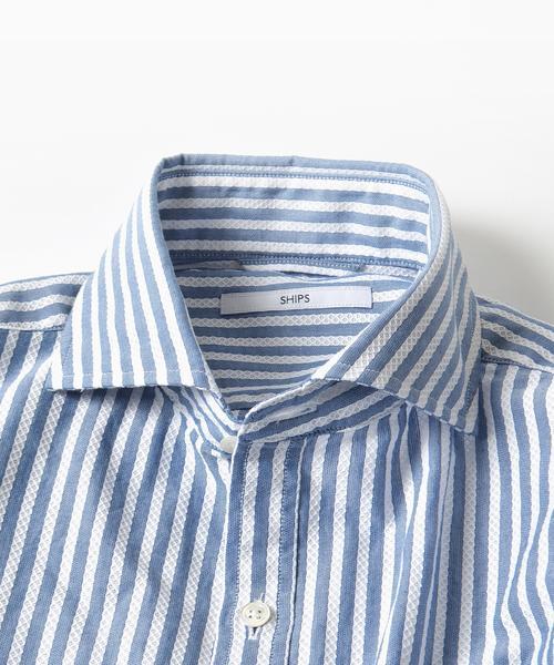 SHIPS（シップス）の「SC: 17SS カラミ セミワイドカラー 7スリーブシャツ（シャツ/ブラウス・メンズ・ブルー/サックスブルー/ベージュ/ネイビー・MEDIUM/SMALL/X-LARGE/LARGE）」の14枚目の写真