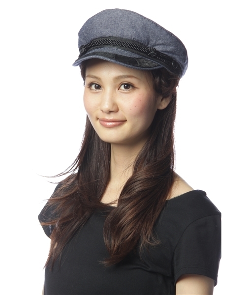 ROSE BUD（ローズバッド）の「(NY HAT)6046 DENIM GREEK（キャスケット・レディース・ネイビー/ブラック・MEDIUM）」の4枚目の写真