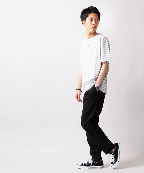 WEGO（ウィゴー）の「WEGO/CaliforniaコットンボーダーTシャツ（Tシャツ/カットソー・メンズ・ピンク/ホワイト/杢グレー/ブルー・MEDIUM/LARGE）」の5枚目の写真