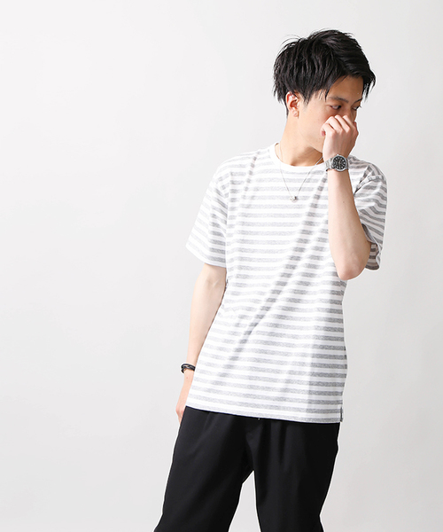 WEGO（ウィゴー）の「WEGO/CaliforniaコットンボーダーTシャツ（Tシャツ/カットソー・メンズ・ピンク/ホワイト/杢グレー/ブルー・MEDIUM/LARGE）」の6枚目の写真