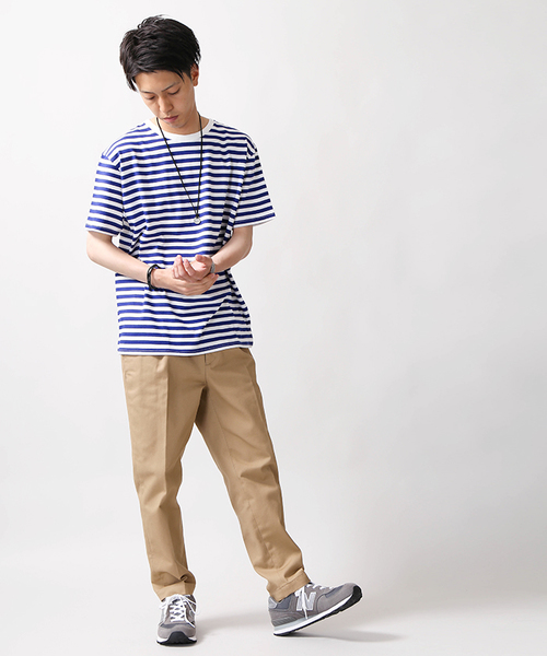 WEGO（ウィゴー）の「WEGO/CaliforniaコットンボーダーTシャツ（Tシャツ/カットソー・メンズ・ピンク/ホワイト/杢グレー/ブルー・MEDIUM/LARGE）」の8枚目の写真