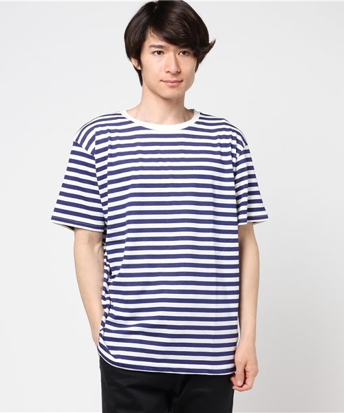 WEGO（ウィゴー）の「WEGO/CaliforniaコットンボーダーTシャツ（Tシャツ/カットソー・メンズ・ピンク/ホワイト/杢グレー/ブルー・MEDIUM/LARGE）」の17枚目の写真