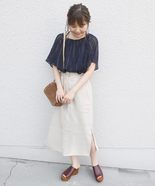 Khaju（カージュ）の「Khaju:バックリボンストライプブラウス◇（シャツ/ブラウス・レディース・ホワイト/ネイビー・ONE SIZE）」の7枚目の写真