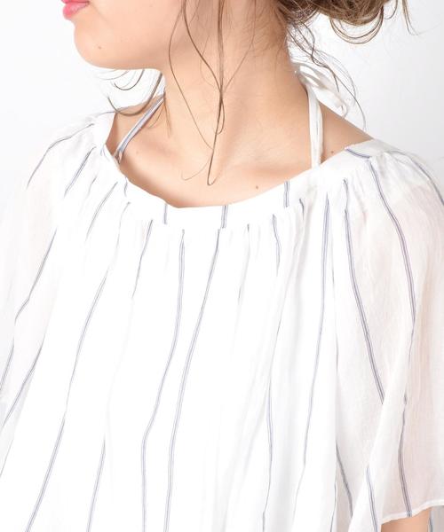 Khaju（カージュ）の「Khaju:バックリボンストライプブラウス◇（シャツ/ブラウス・レディース・ホワイト/ネイビー・ONE SIZE）」の11枚目の写真
